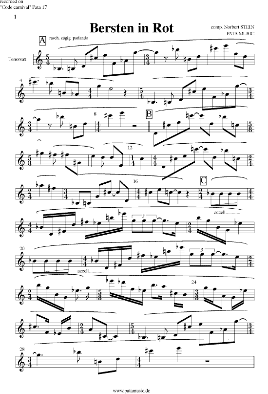 sheet music of Bersten in Rot
