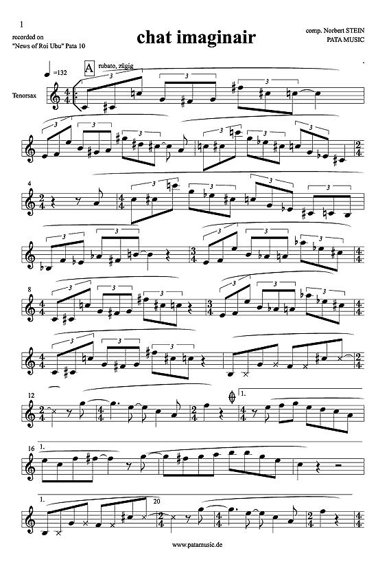 sheet music of Chat imaginair