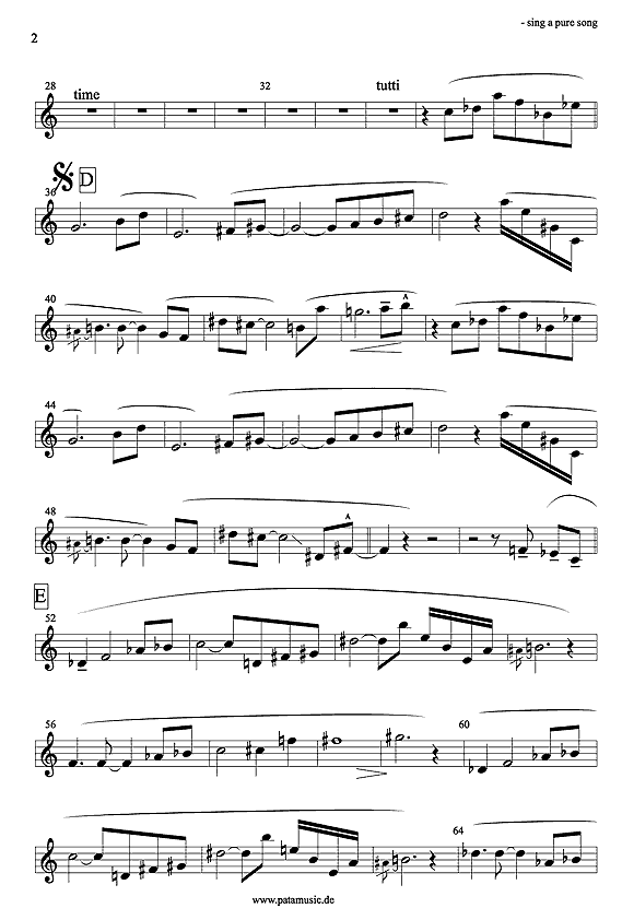 Sheet music of Sing a pure song