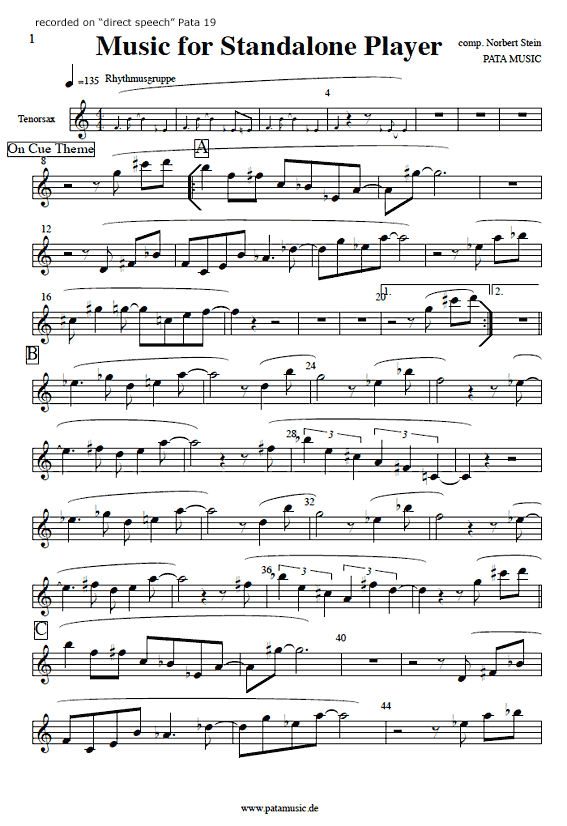 Sheet music of Music for Standalone Player