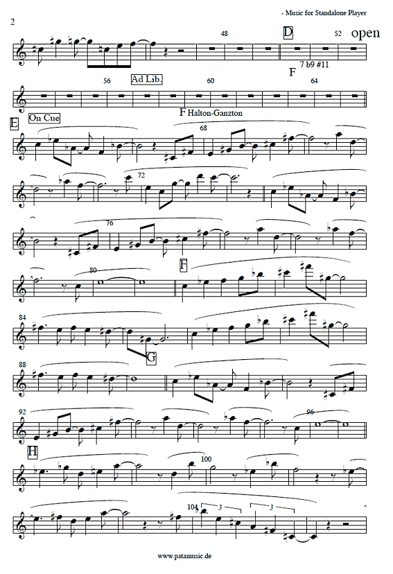 Sheet music of Music for Standalone Player